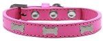Silver Bone Widget Dog Collar (size: Bright Pink Size 12)