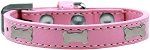Silver Bone Widget Dog Collar (size: Light Pink Size 12)