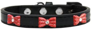 Red Glitter Bow Widget Dog Collar