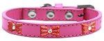 Red Glitter Bow Widget Dog Collar (size: Bright Pink Size 12)