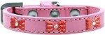 Red Glitter Bow Widget Dog Collar (size: Light Pink Size 12)
