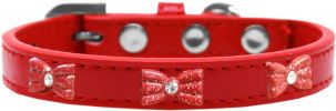 Red Glitter Bow Widget Dog Collar