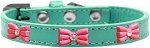 Pink Glitter Bow Widget Dog Collar (size: Aqua Size 12)