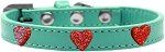 Red Glitter Heart Widget Dog Collar (size: Aqua Size 12)