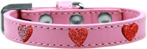 Red Glitter Heart Widget Dog Collar