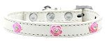Bright Pink Rose Widget Dog Collar (size: White Size 12)