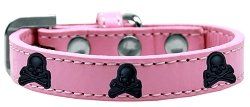 Skull Widget Dog Collar (size: Light Pink Size 16)
