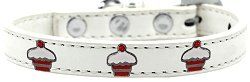 Red Cupcake Widget Dog Collar (size: White Size 12)