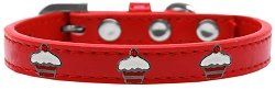 Red Cupcake Widget Dog Collar (size: Red Size 10)