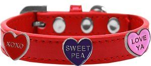 Conversation Hearts Widget Dog Collar (size: Red Size 10)