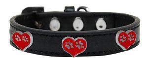 Paw Heart Widget Dog Collar (size: Black Size 12)