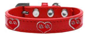 Paw Heart Widget Dog Collar (size: Red Size 10)