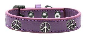 Peace Sign Widget Dog Collar (size: Lavender Size 10)