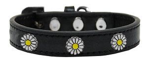White Daisy Widget Dog Collar (size: Black Size 12)