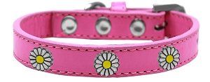 White Daisy Widget Dog Collar (size: Bright Pink Size 10)