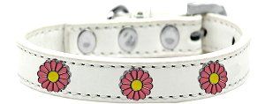Pink Daisy Widget Dog Collar (size: White Size 12)