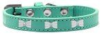 White Bow Widget Dog Collar (size: Aqua Size 12)