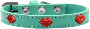 Red Glitter Lips Widget Dog Collar