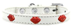 Red Glitter Lips Widget Dog Collar