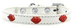 Red Glitter Lips Widget Dog Collar (size: White Size 12)