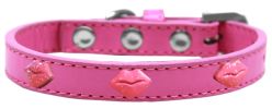 Pink Glitter Lips Widget Dog Collar