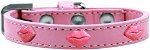 Pink Glitter Lips Widget Dog Collar