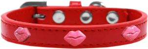 Pink Glitter Lips Widget Dog Collar