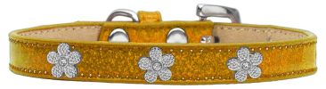 Silver Flower Widget Dog Collar