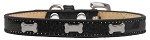 Silver Bone Widget Dog Collar (size: Black Ice Cream Size 16)