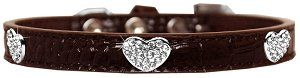 Croc Crystal Heart Dog Collar (size: Chocolate Size 10)
