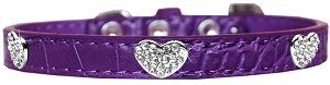 Croc Crystal Heart Dog Collar (size: Purple Size 10)