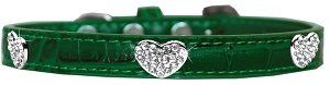Croc Crystal Heart Dog Collar (size: Emerald Green Size 10)
