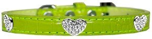 Croc Crystal Heart Dog Collar (size: Lime Green Size 10)