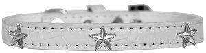 Silver Star Widget Croc Dog Collar (size: White Size 10)