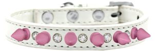 Crystal and Light Pink Spikes Dog Collar