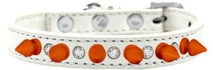 Crystal and Neon Orange Spikes Dog Collar