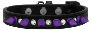 Crystal and Purple Spikes Dog Collar
