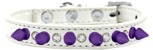 Crystal and Purple Spikes Dog Collar