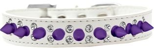 Double Crystal and Purple Spikes Dog Collar