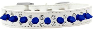 Double Crystal and Blue Spikes Dog Collar