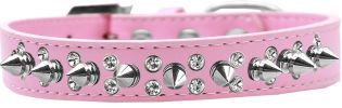 Double Crystal and Silver Spikes Dog Collar