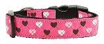 Argyle Hearts Nylon Ribbon Collar (size: Bright Pink Medium)