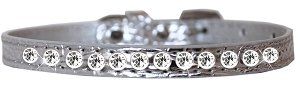 One Row Clear Jewel Croc Dog Collar