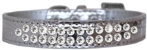 Two Row Clear Jewel Croc Dog Collar