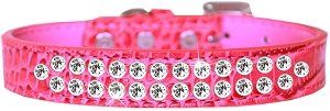 Two Row Clear Jewel Croc Dog Collar (size: Bright Pink Size 18)