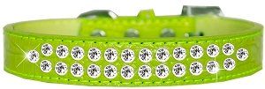 Two Row Clear Jewel Croc Dog Collar (size: Lime Green Size 14)