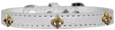 Bronze Fleur De Lis Widget Croc Dog Collar