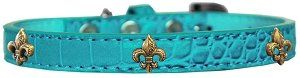 Bronze Fleur De Lis Widget Croc Dog Collar