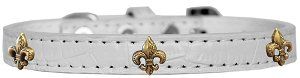 Bronze Fleur De Lis Widget Croc Dog Collar