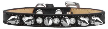Crystal and Silver Spikes Dog Collar